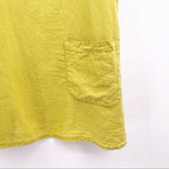Flax Linen Tunic Tee Green with Pockets - Picture 3 of 6